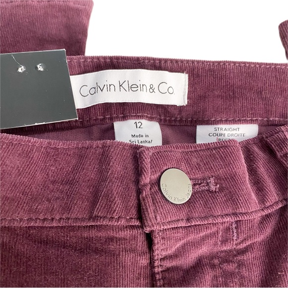 NWT Calvin Klein Dark Purple Corduroy Straight Leg Natural Midrise Pants Stretch - Picture 7 of 9